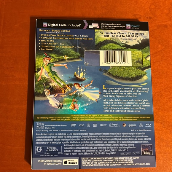 Peter Pan Anniversary Edition Blu-Ray + DVD - Picture 2 of 7